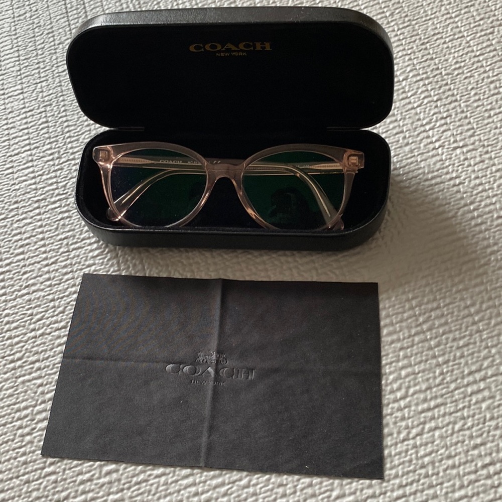 Transparent pink Coach glasses with prescription